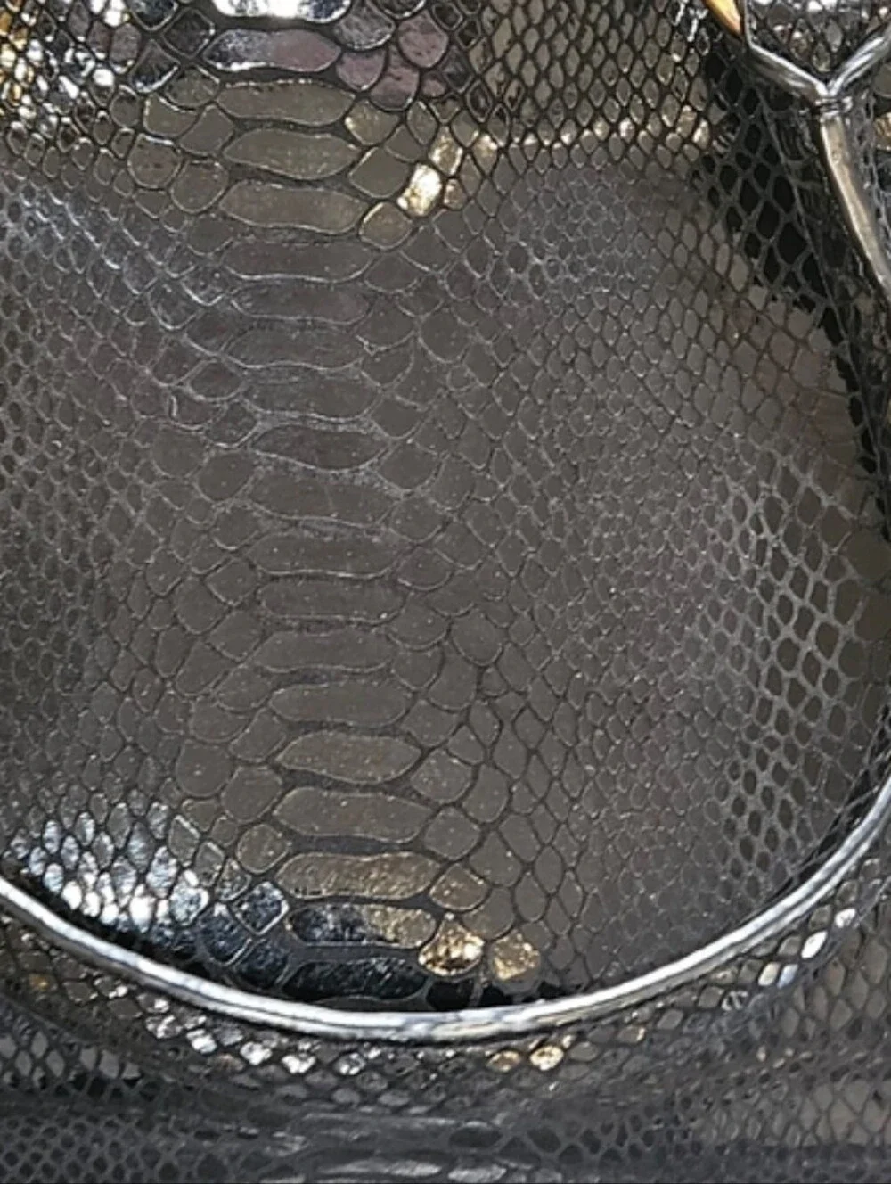 Michael Kors Black Patent Snake-Embossed Satchel with Gold Hardware - Picture 5 of 13